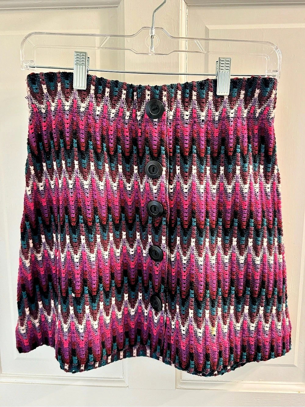Free People Pink & Black Knitted Mini Skirt